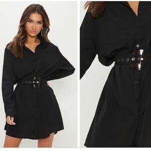🦄3 for $10🦄 NWT PLT Black Tortoise Shell Belted Utility Shirt Dress